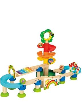 Montessori wooden ball drop track set